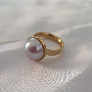 18K Gold Plated Elegant Gold Pearl Ring